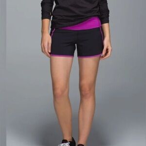Lululemon Run Times Short black with purple trim